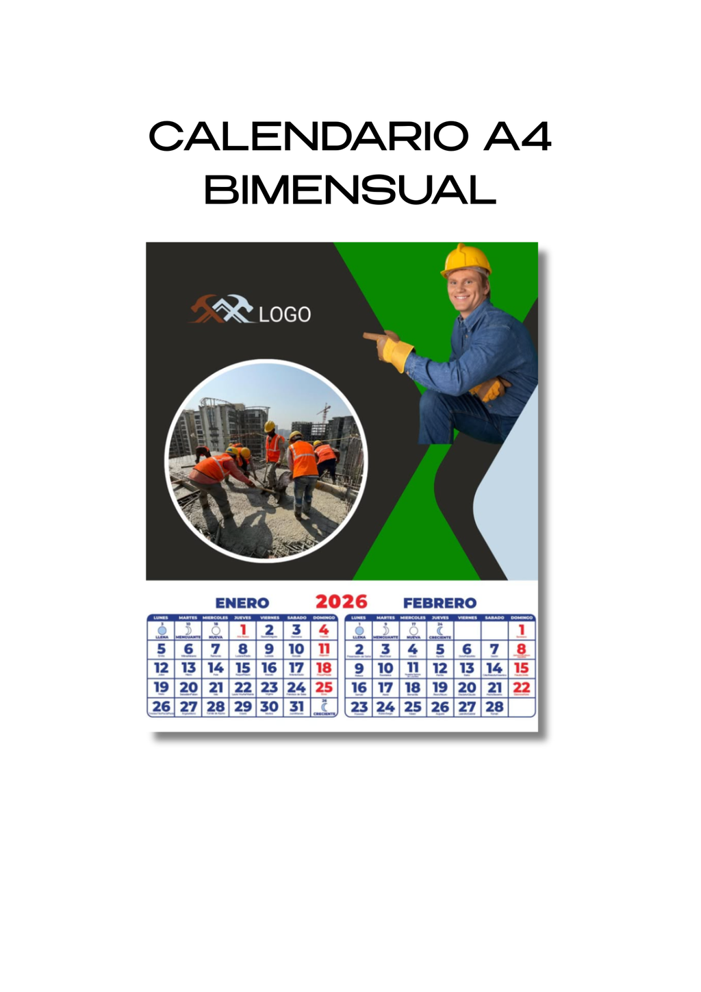 CALENDARIO DE PARED PERSONALIZADO A4