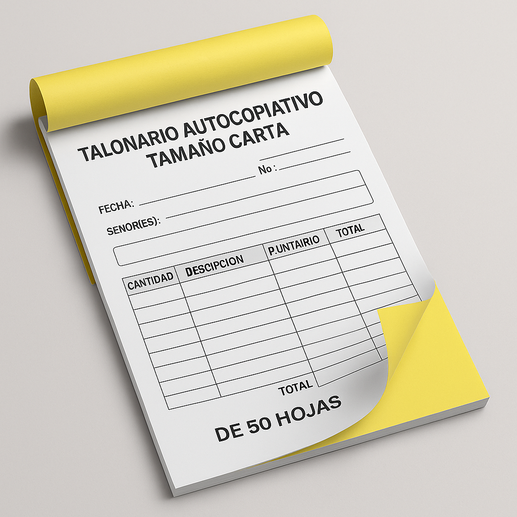 Talonarios Autocopiativos Tamaño Carta